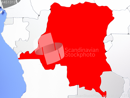 Image of Democratic Republic of Congo in red on map