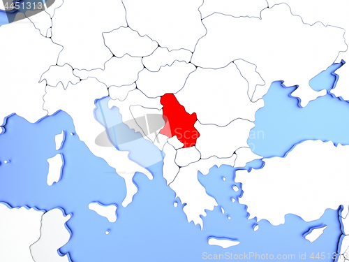 Image of Serbia in red on map