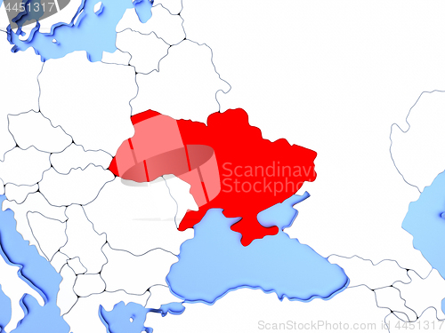 Image of Ukraine in red on map