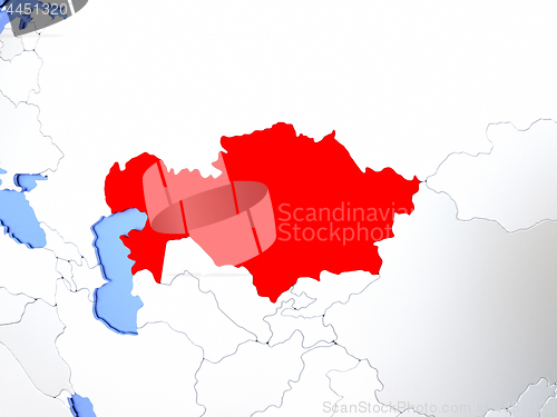 Image of Kazakhstan in red on map