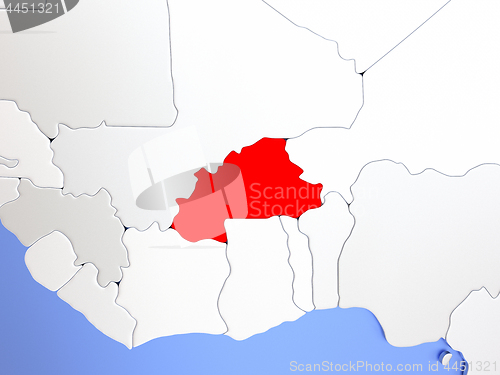 Image of Burkina Faso in red on map