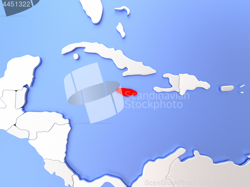 Image of Jamaica in red on map