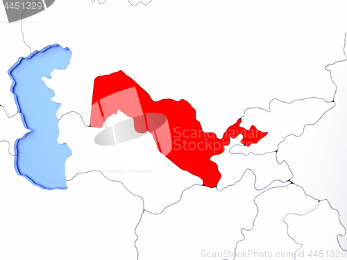 Image of Uzbekistan in red on map