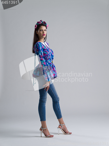 Image of Fashion Model girl isolated over white background