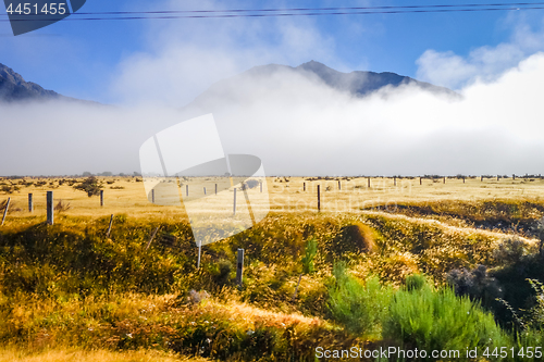 Image of Mountain fields landscape in New Zealand