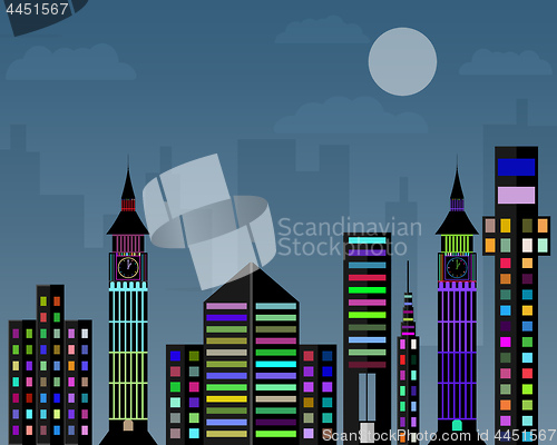 Image of flat design night city