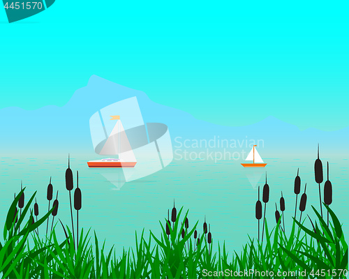 Image of floating two sailboats