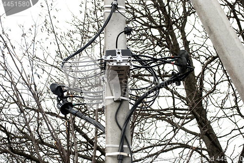 Image of electric concrete column with fasteners