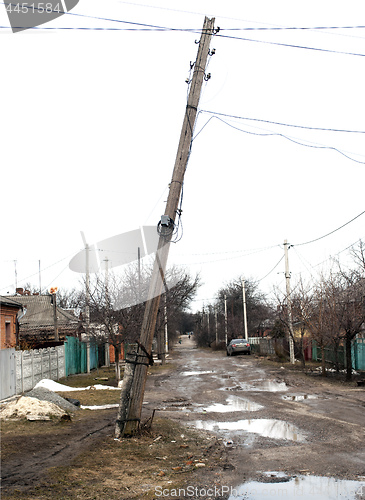 Image of old wooden electric pole