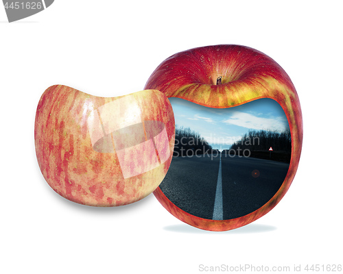 Image of abstraction of an apple in a section