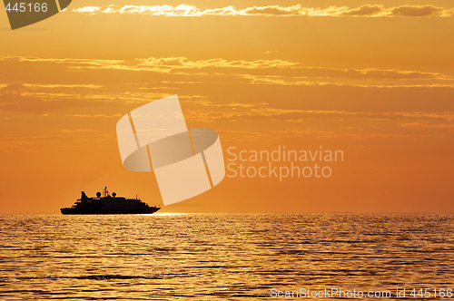 Image of Passenger ship at sunset