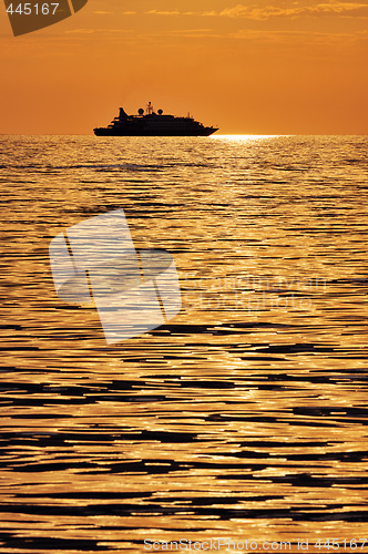 Image of Passenger ship at sunset