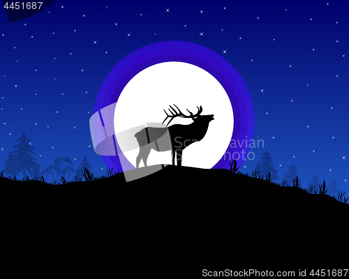 Image of deer in the background of the moon