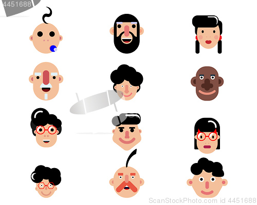 Image of twelve characters of flat design