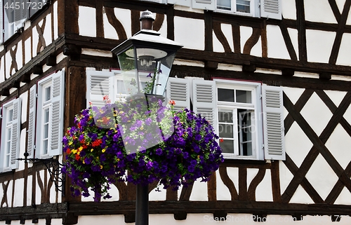 Image of Street Light with Flowers