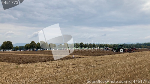 Image of International contestants plowing their plots during the World Ploughing Competition in Germany 2018