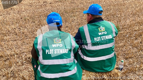 Image of Plot Stewards waiting alongside the World Ploughing Competition in Germany 2018