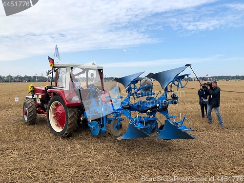 Image of International contestants plowing their plots during the World Ploughing Competition in Germany 2018