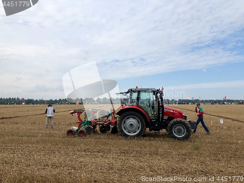 Image of International contestants plowing their plots during the World Ploughing Competition in Germany 2018