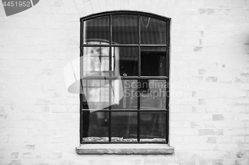 Image of Old fashioned window with transparent glass in black and white