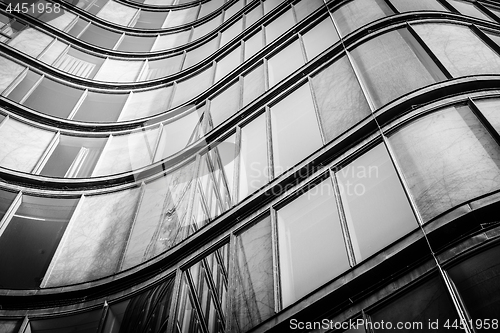 Image of Curved building with shiny windows