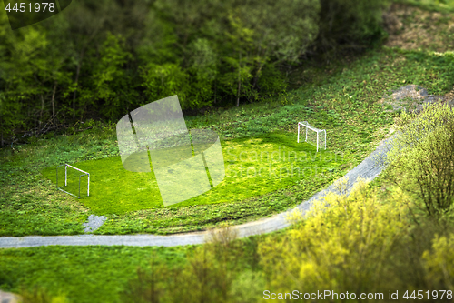 Image of Small football pitch in a park seen from above