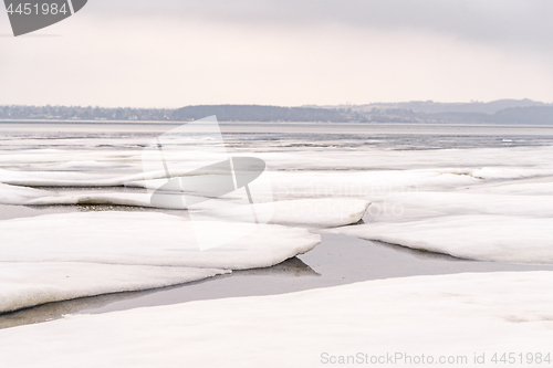Image of Ice floe on a frozen lake in the wintertime