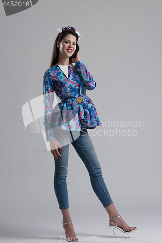 Image of Fashion Model girl isolated over white background