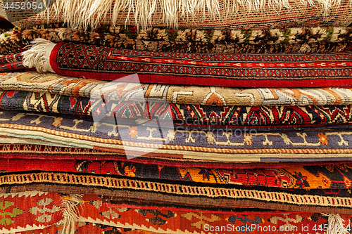 Image of Oriental carpets in street market