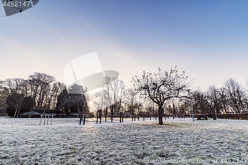 Image of Playground i a park in the morning sunrise