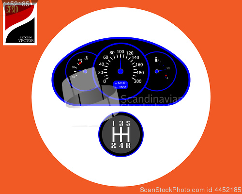 Image of speedometer and gear box of the vehicle