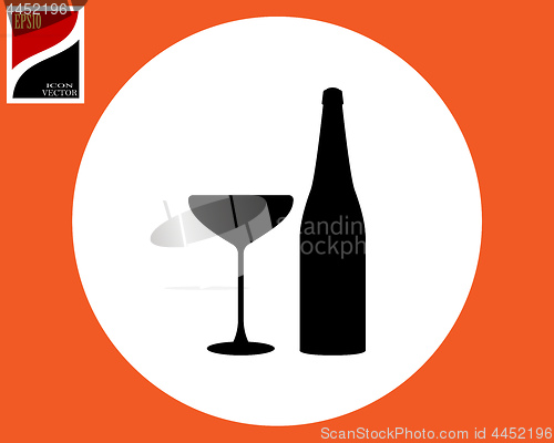 Image of Champagne and wine glass bottle