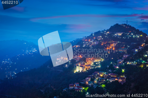 Image of Night view of Shimla town, Himachal Pradesh, India