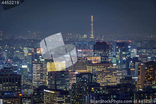 Image of Seoul skyline in the night, South Korea.