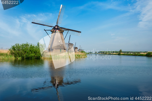 Image of Windmills at Kinderdijk in Holland. Netherlands