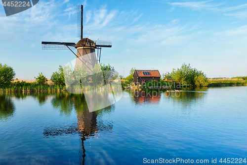 Image of Windmills at Kinderdijk in Holland. Netherlands