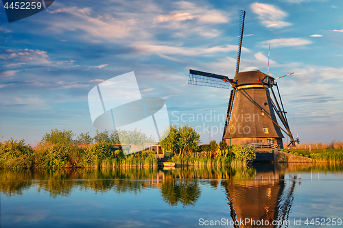 Image of Windmills at Kinderdijk in Holland. Netherlands