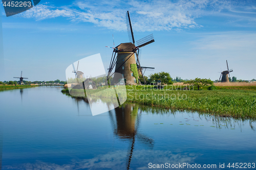 Image of Windmills at Kinderdijk in Holland. Netherlands