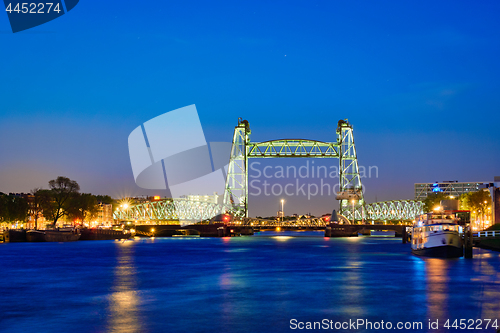 Image of De Hef old railroad bridge in Rotterdam, Netherlands