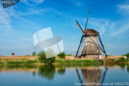 Image of Windmills at Kinderdijk in Holland. Netherlands