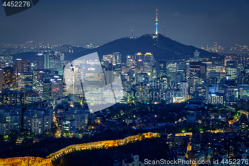 Image of Seoul skyline in the night, South Korea.
