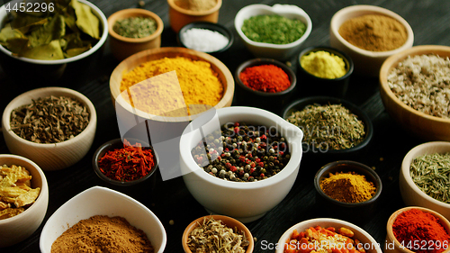 Image of Many bowls with different spices