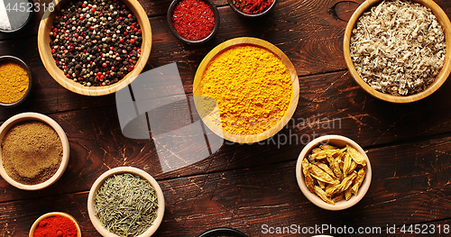 Image of Composition of spices in bowls