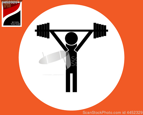 Image of badge of a weightlifter with a barbell