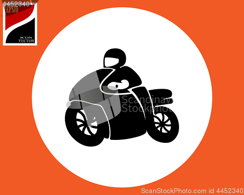 Image of motorcyclist icon in motion