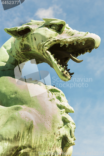 Image of Famous Dragon bridge, symbol of Ljubljana, Slovenia, Europe.