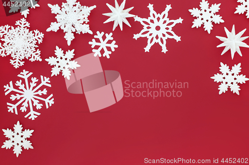 Image of Snowflake Christmas Background Border