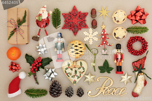 Image of Christmas Decorations and Peace Sign