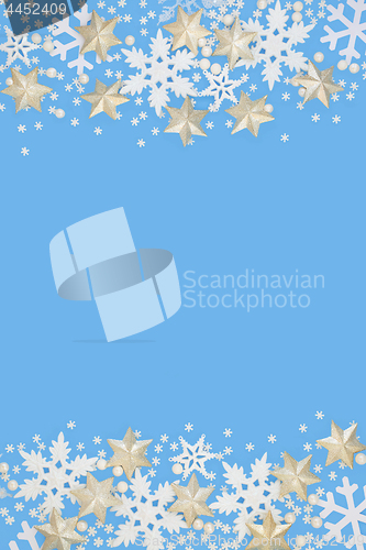 Image of Snowflake and Star Christmas Background 