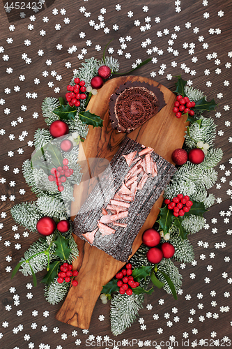 Image of Chocolate Log Christmas Cake